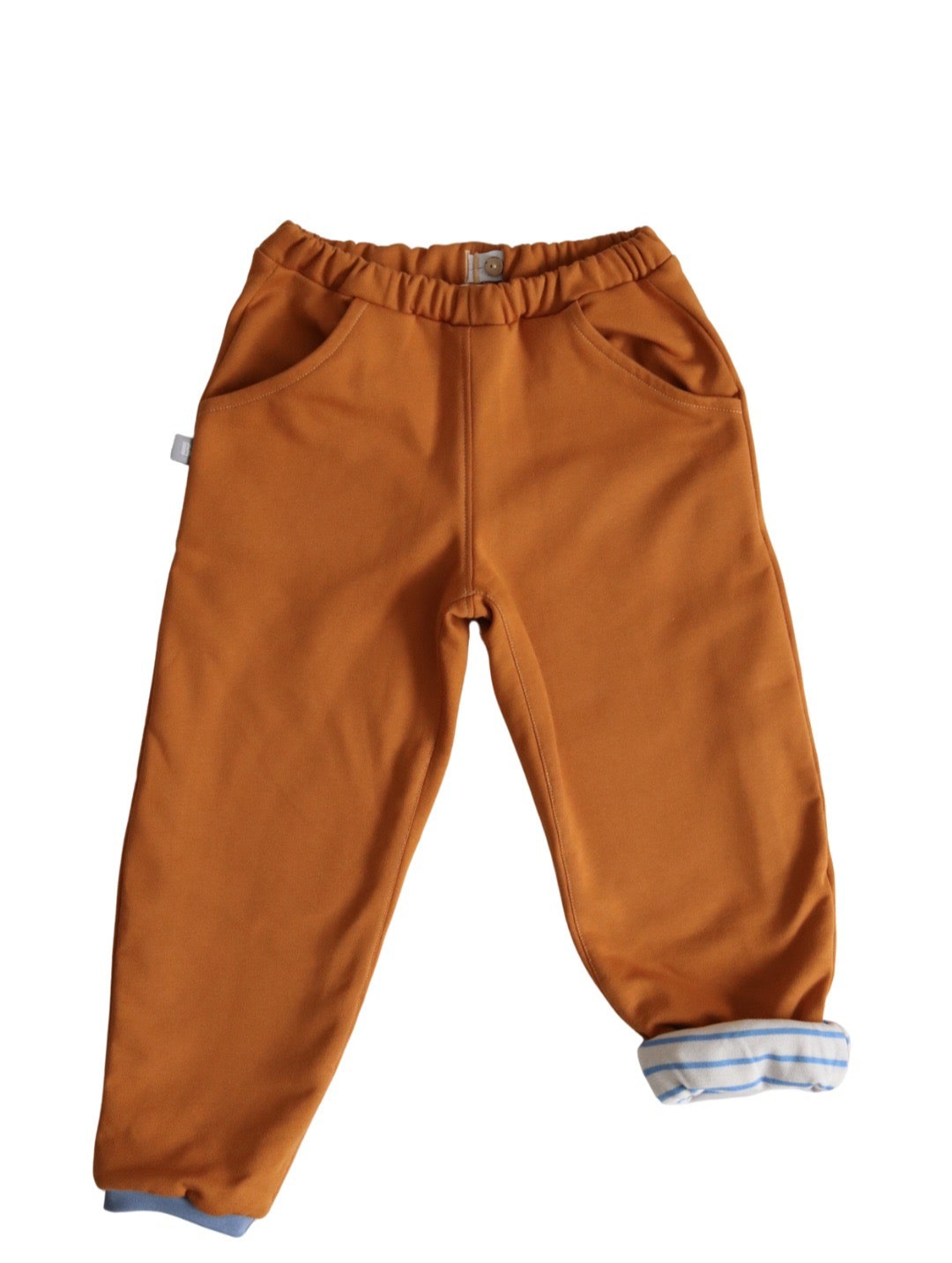 mitwachsende Kinderhose BARNBUX x hebammemaren Kuschelsweat Kupfer Wolke Ringel | BARNBUX