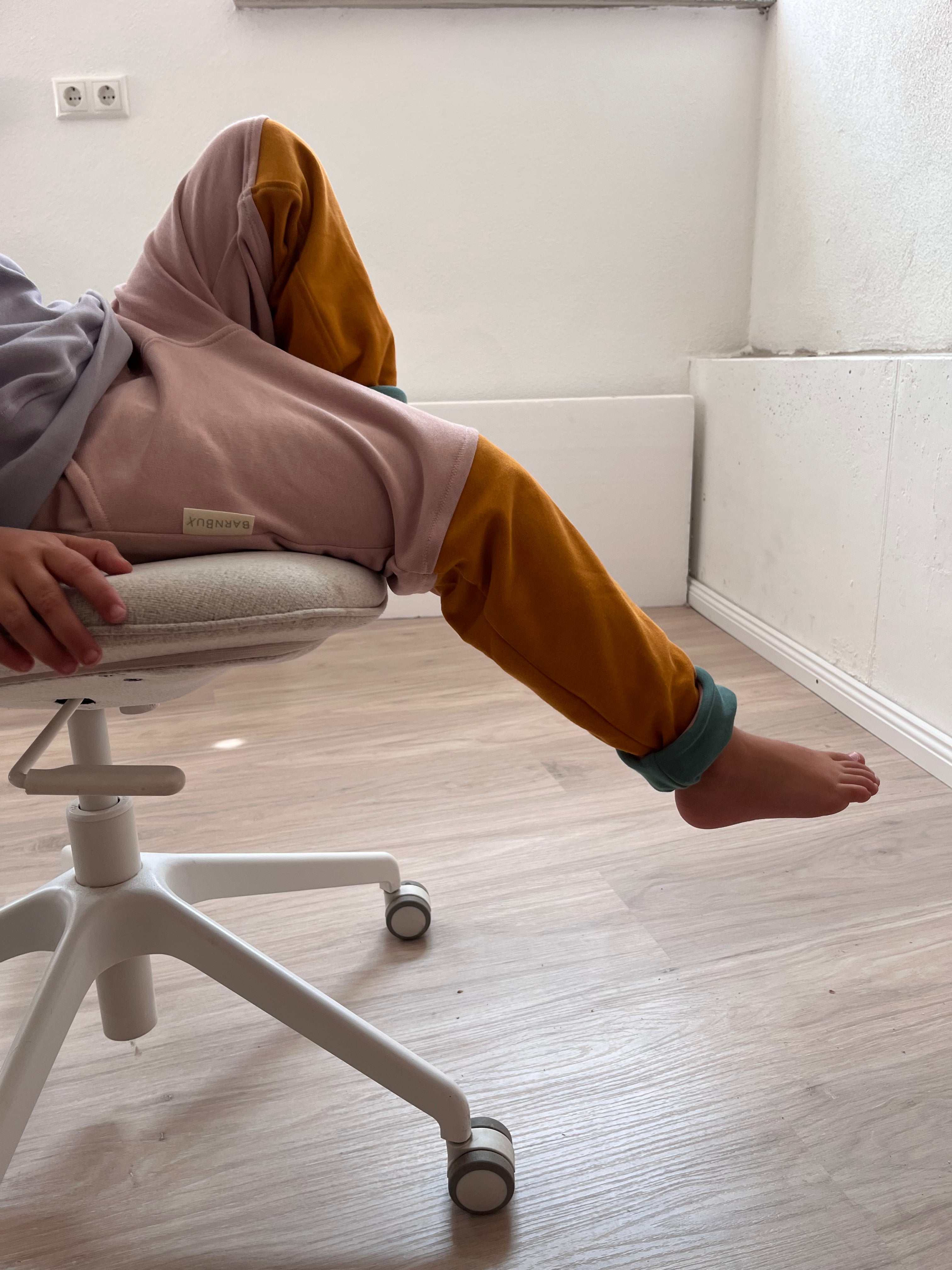 BARNBUX mitwachsende Kinderhose Kuschelsweat Altrosa Kupfer