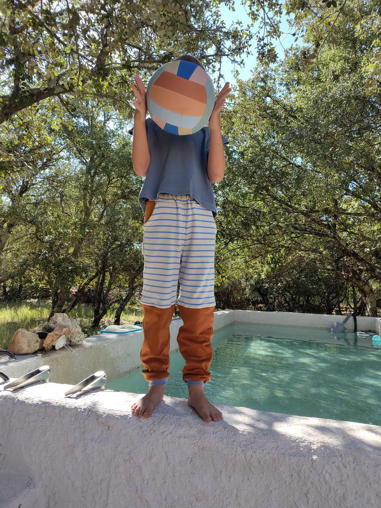 mitwachsende Kinderhose Colorblock Wolke Rost| BARNBUX