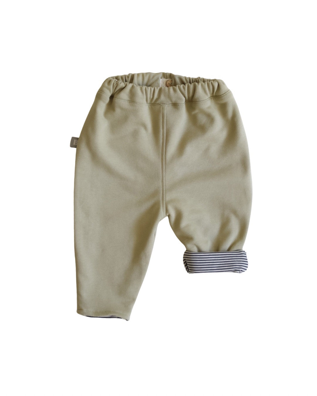 Öko Kindermode Mitwachshose Kuschelsweat Pistazie Ringel | BARNBUX