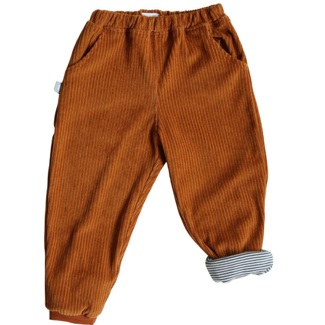 Faire Kinderkleidung mitwachsende Kinderhose Rost Ringel | BARNBUX