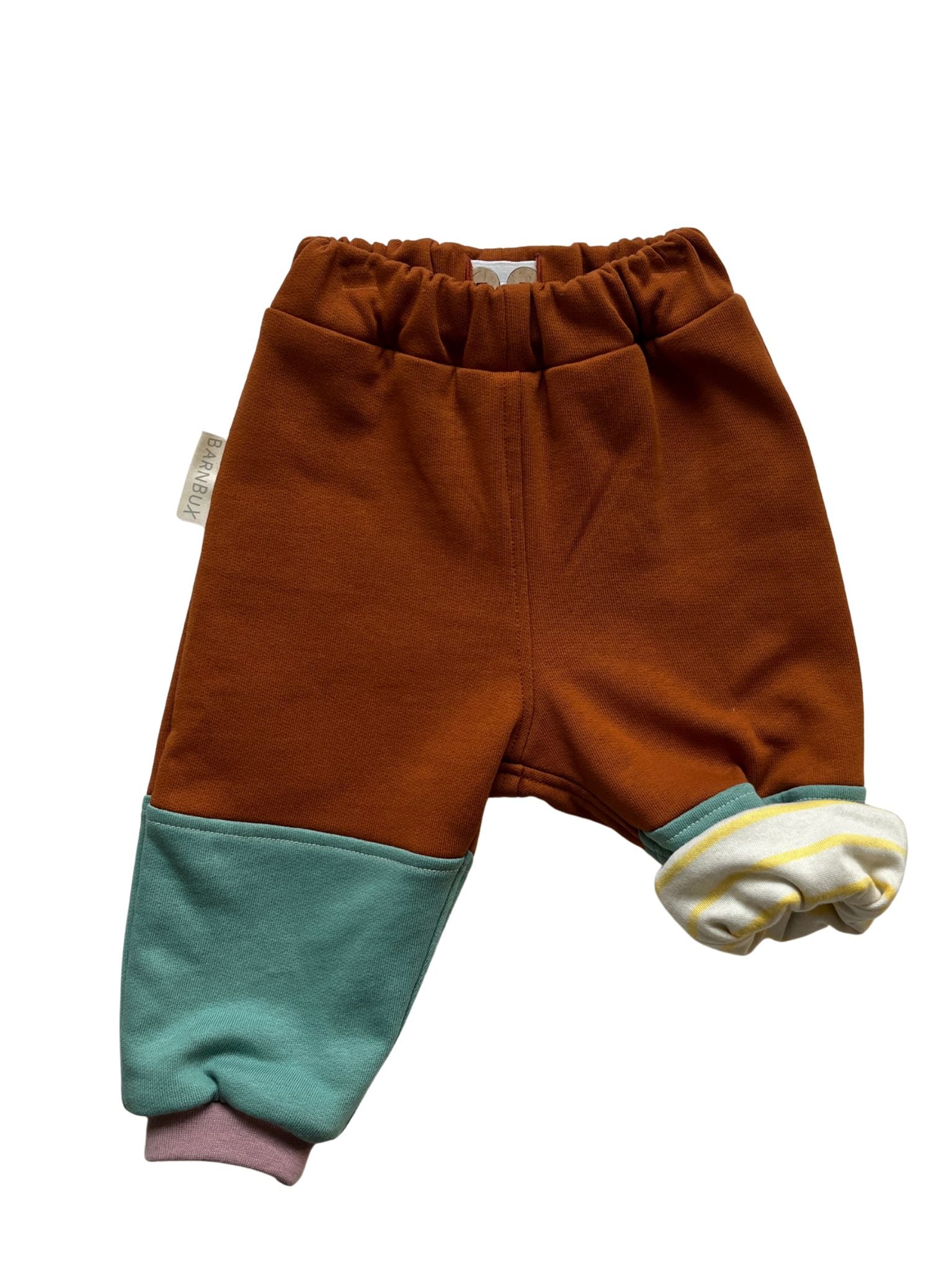 mitwachsende Sweathose fuer Kinder Rost Seegruen barnbux