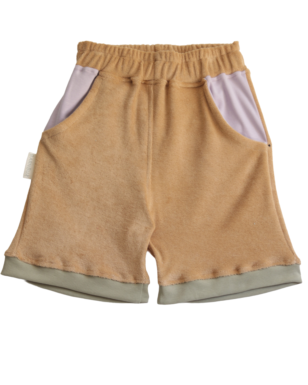 Kurze mitwachsende Kinderhose Karamell Pistazie| BARNBUX