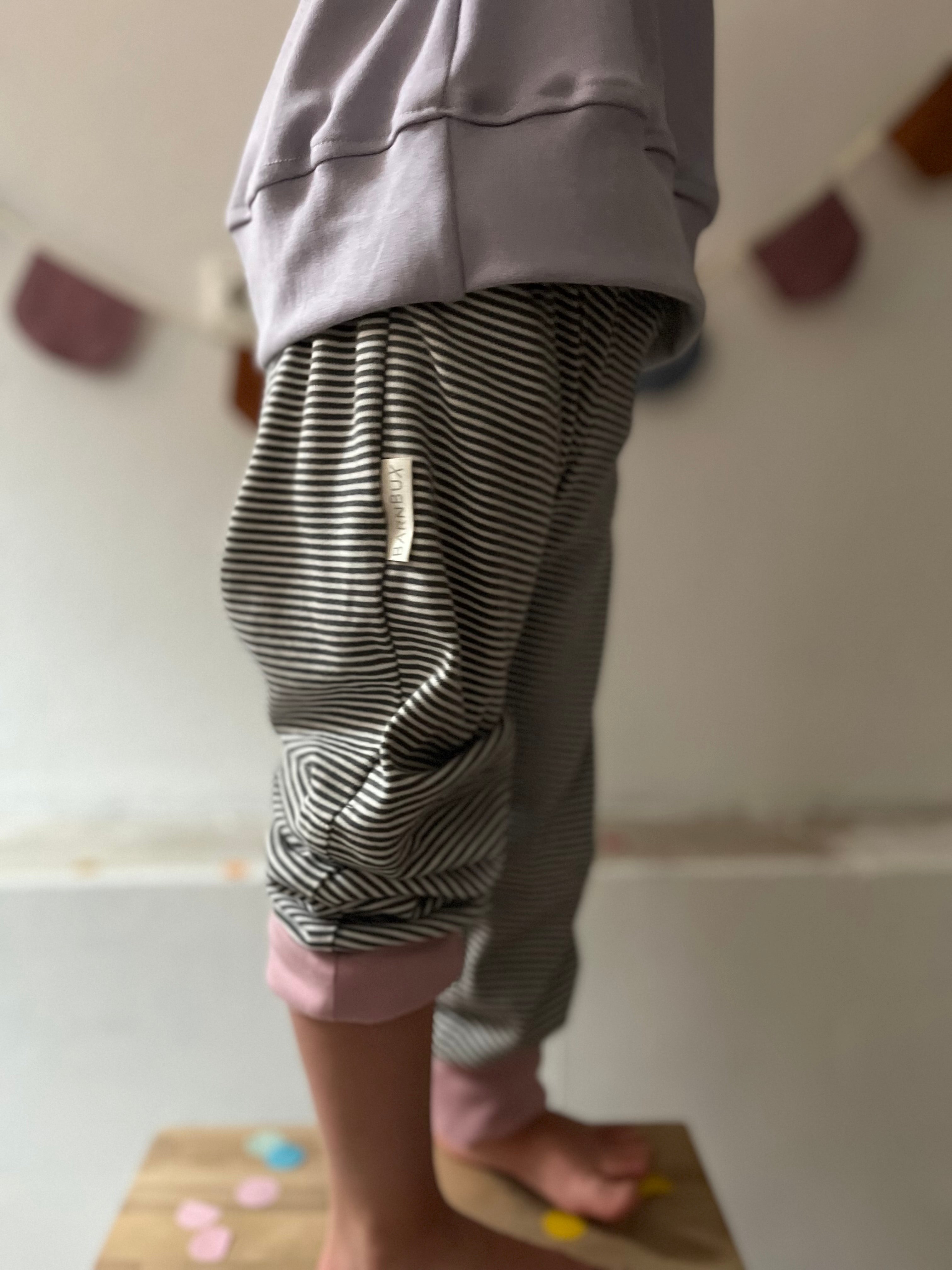 Faire Kindermode Mitwachshose Ringel Rosa | BARNBUX