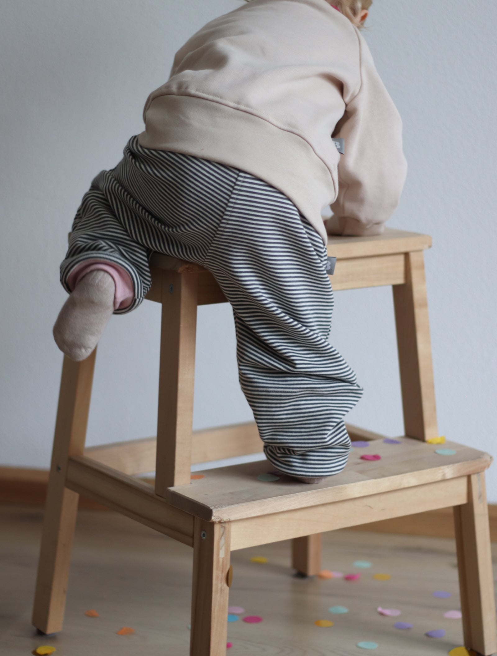 Faire Kindermode Mitwachshose Ringel Rosa | BARNBUX